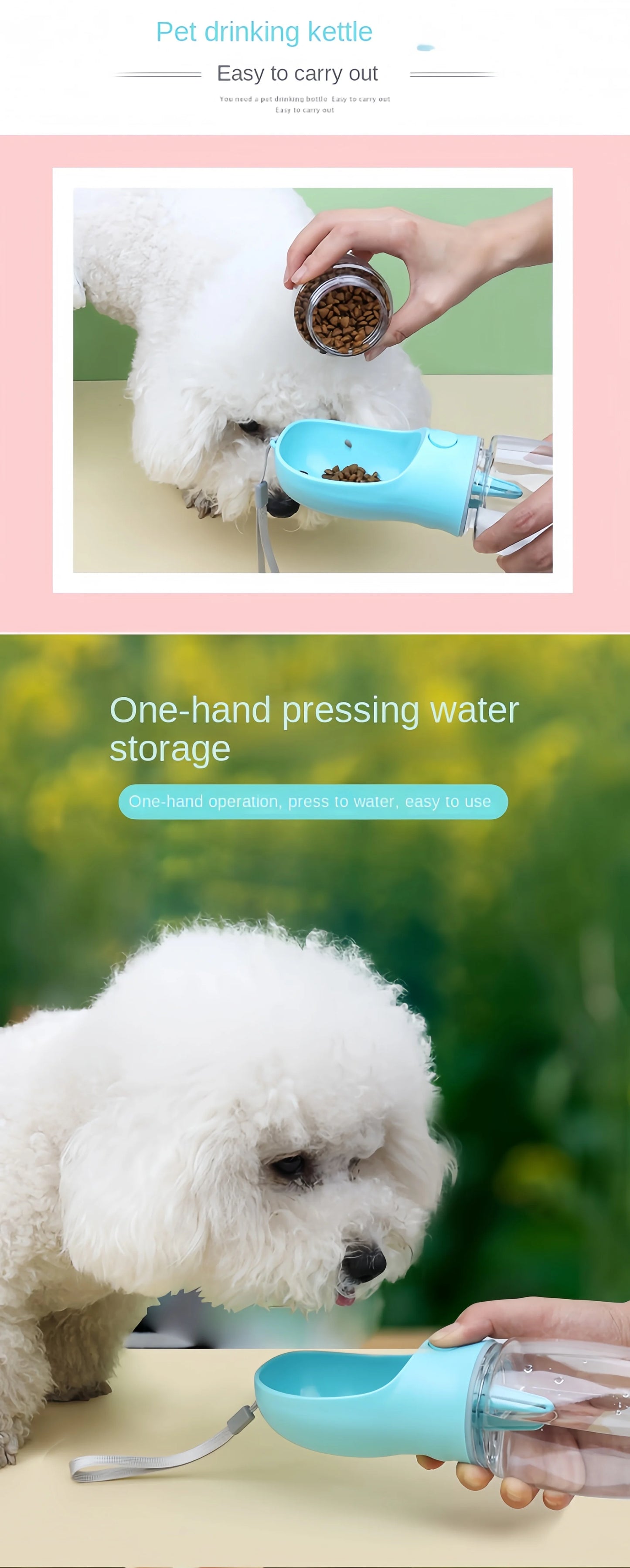 Botella de Agua Portátil para Mascotas con Dispensador de Comida